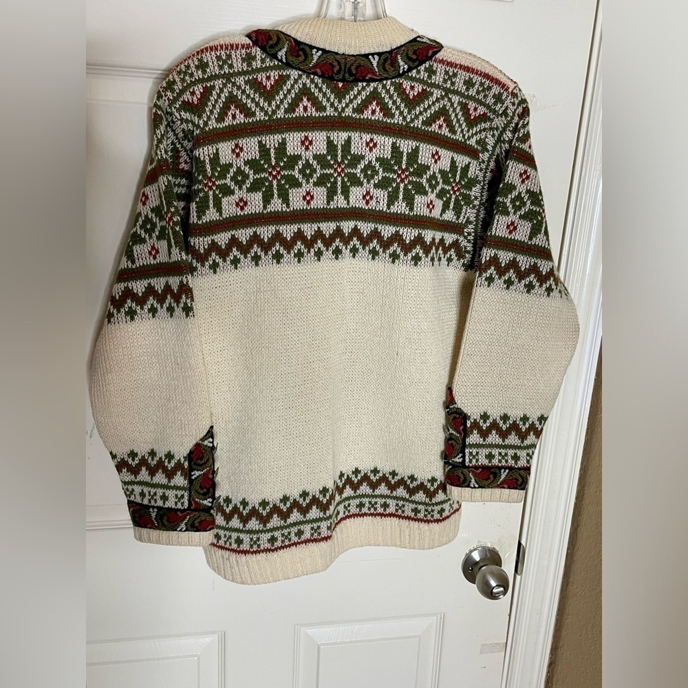 Vintage Firda Nordic Jumper Norway Cardigan Fair Isle Sweater Wool Size 42 - Picture 7 of 9